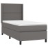 Cama box spring con colchón cuero sintético gris 90x200