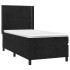 Cama box spring con colchón cuero sintético negro 90x190