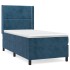 Cama box spring con colchón terciopelo azul oscuro 90x200