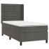 Cama box spring con colchón terciopelo gris oscuro 90x190