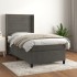 Cama box spring con colchón terciopelo gris oscuro 80x200