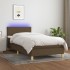 Cama box spring colchón luces LED tela marrón oscuro