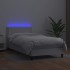 Cama box spring y colchón LED cuero sintético blanco 80x200