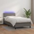 Cama box spring y colchón LED cuero sintético gris 90x190