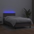 Cama box spring y colchón LED cuero sintético gris 90x190