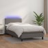 Cama box spring y colchón LED cuero sintético gris 90x200