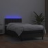 Cama box spring y colchón LED cuero sintético negro 90x200