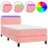 Cama box spring colchón y LED terciopelo rosa 90x190