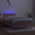 Cama box spring colchón y LED terciopelo rosa 90x190