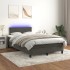 Cama box spring colchón y LED terciopelo gris oscuro 120x200