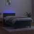 Cama box spring colchón y LED terciopelo verde oscuro 90x190