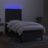 Cama box spring colchón y luces LED tela negro 90x200