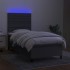 Cama box spring colchón y luces LED tela gris oscuro 90x190