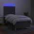 Cama box spring colchón y luces LED tela gris oscuro 90x190