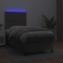 Cama box spring y colchón LED cuero sintético gris 90x200