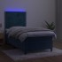 Cama box spring colchón y LED terciopelo azul oscuro 90x200