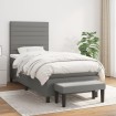 Cama box spring con colchón tela gris oscuro 90x200 cm