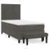 Cama box spring con colchón terciopelo gris oscuro 90x190