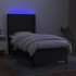 Cama box spring colchón y luces LED tela negro 80x200