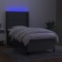 Cama box spring colchón y luces LED tela gris oscuro 90x190