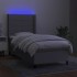 Cama box spring colchón y luces LED tela gris claro 80x200