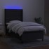 Cama box spring colchón y luces LED tela negro 90x200