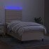 Cama box spring colchón y luces LED tela crema 90x200