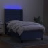 Cama box spring colchón y luces LED tela azul 90x200