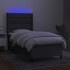 Cama box spring colchón y luces LED tela gris oscuro 90x200