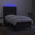 Cama box spring colchón y luces LED tela negro 80x200