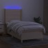 Cama box spring colchón y luces LED tela crema 90x200