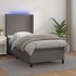 Cama box spring y colchón LED cuero sintético gris 90x190