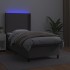 Cama box spring y colchón LED cuero sintético gris 90x190