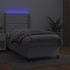 Cama box spring y colchón LED cuero sintético blanco 90x200