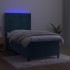 Cama box spring colchón y LED terciopelo azul oscuro 90x200