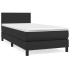 Cama box spring con colchón cuero sintético negro 90x190