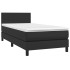 Cama box spring con colchón cuero sintético negro 90x190