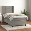 Cama box spring con colchón terciopelo gris claro 90x190 cm