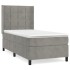 Cama box spring con colchón terciopelo gris claro 90x190