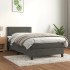 Cama box spring con colchón terciopelo gris oscuro 90x190