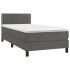 Cama box spring con colchón terciopelo gris oscuro 90x190