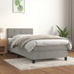 Cama box spring con colchón terciopelo gris claro 90x190 cm