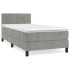 Cama box spring con colchón terciopelo gris claro 90x190