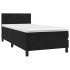 Cama box spring con colchón cuero sintético negro 90x190