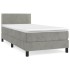 Cama box spring con colchón terciopelo gris claro 90x190