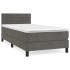 Cama box spring con colchón terciopelo gris oscuro 80x200