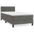 Cama box spring con colchón terciopelo gris oscuro 90x200