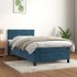 Cama box spring con colchón terciopelo azul oscuro 90x200