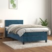 Cama box spring con colchón terciopelo azul oscuro 90x200 cm