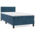 Cama box spring con colchón terciopelo azul oscuro 90x200